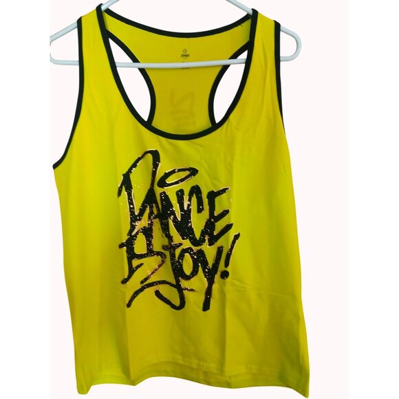 Zumba Dance Instructor Racerback Tank Top Neon Green Black XXL Dance Joy New - Picture 1 of 13